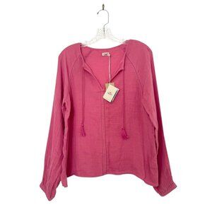 Faherty Celina Organic Cotton Top French Rose Size S NWT